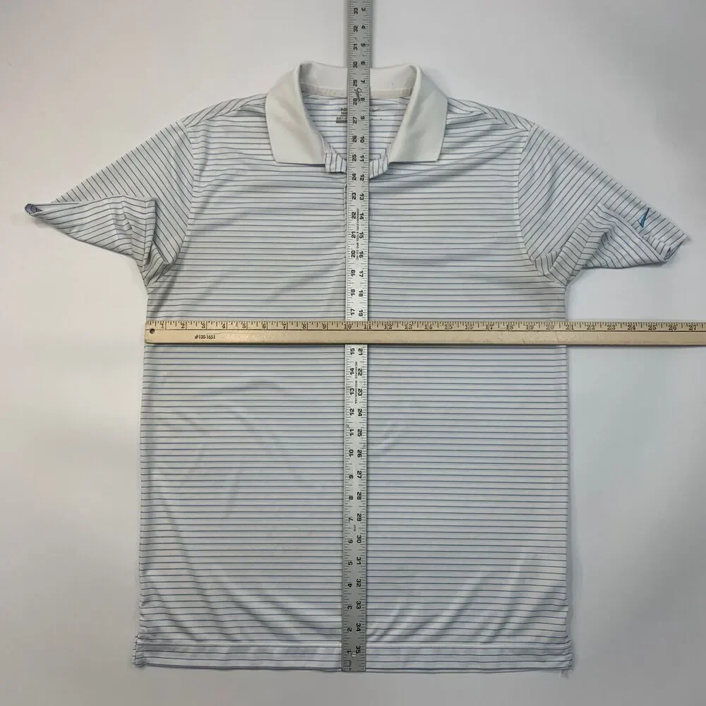 Nike Polo Shirt Mens M Medium White Victory Stripe Golf Tour Performance *READ